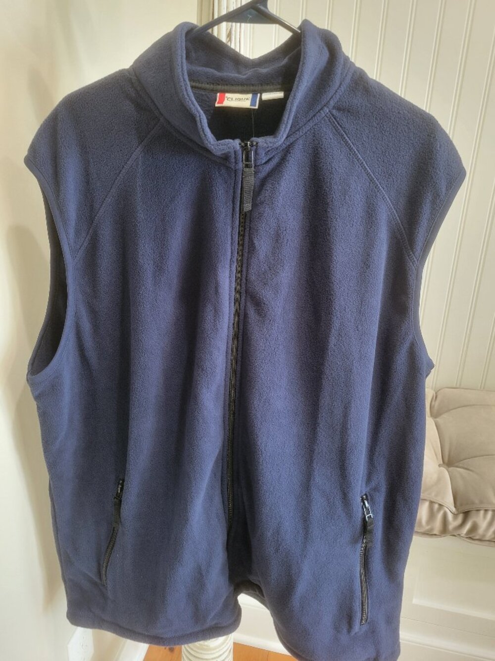 Men's Clique Fleece Vest 3XL XXXL Navy Blue Full Zip Pockets Outdoor Hiking New